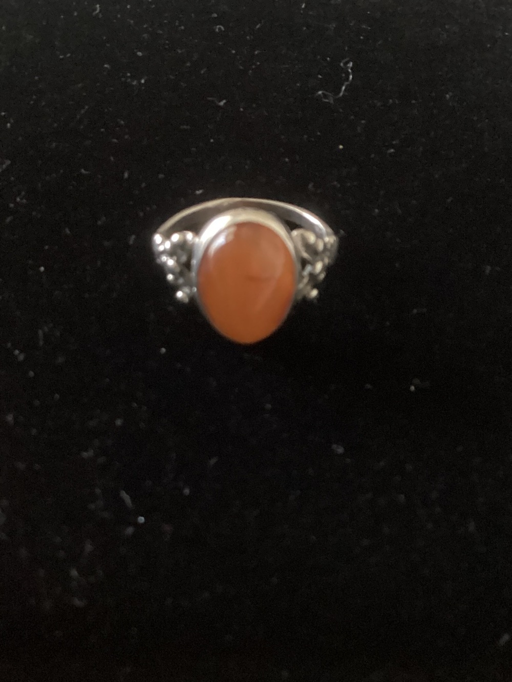 Sterling Silver Orange Carnelian Oval Ring